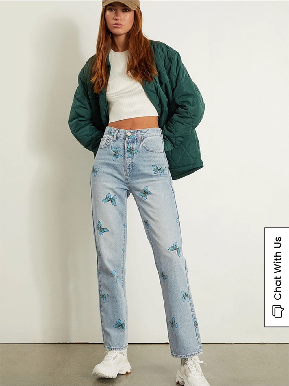 NWT Pacsun Eco Butterfly Print Dad Jeans Medium Indigo Size 25 - Picture 5 of 10